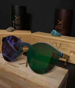 Glasses- Style: Asteria Framelesss frame   Lens: Fate - Green/ Blue/Purple