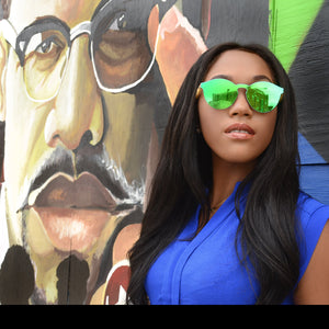 Glasses - Style: Asteria Frameless Frame  Lens: mirror/pink/tint green-blue